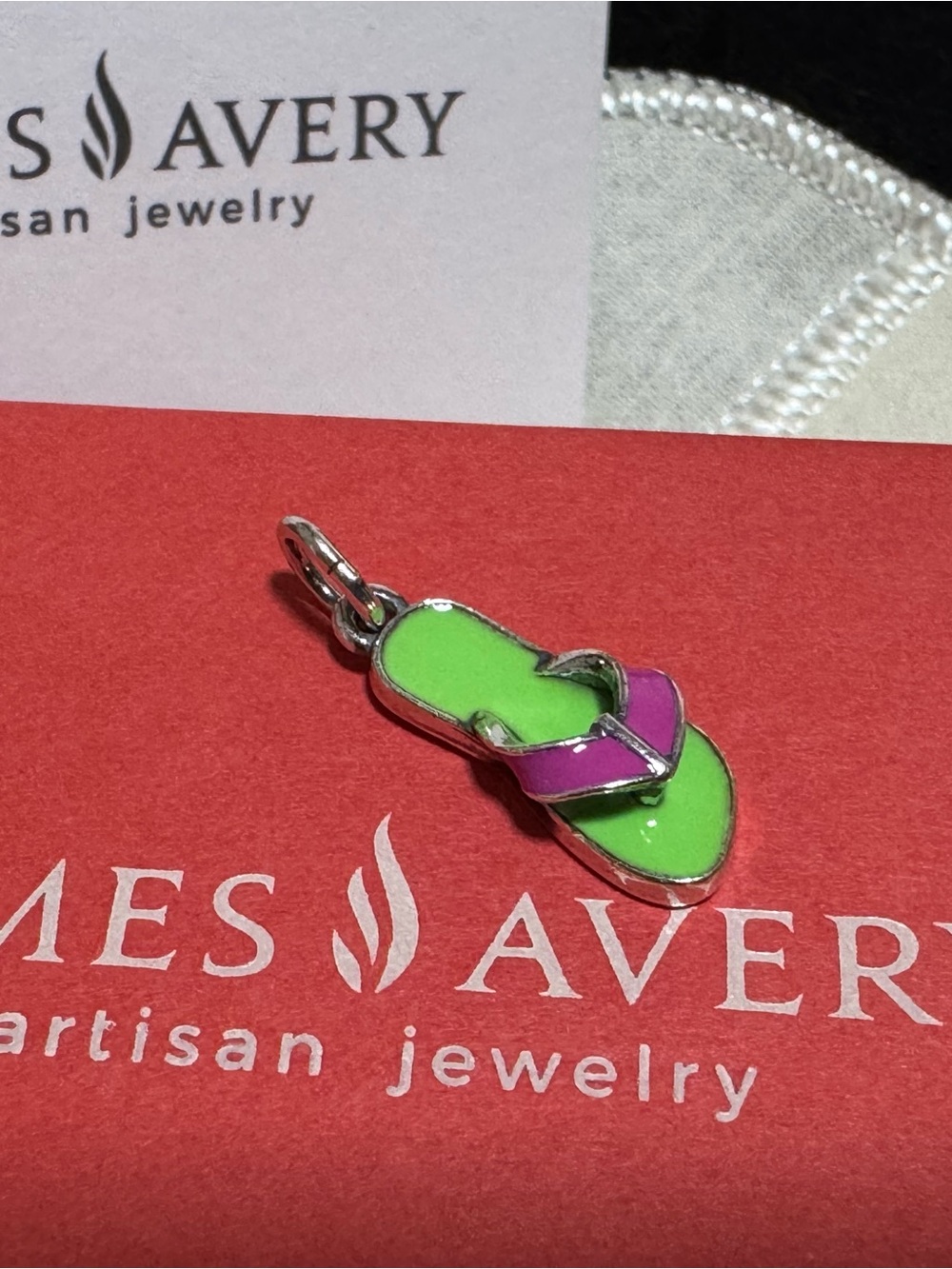 James Avery Retired Enamel Limited 3D Silver Green Flip Flop Sandal Charm New